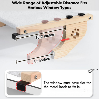 24.4 x 15" Cat Window Perch Hammock with Removable Washable Fleece Cover - Widely Adjustable Frame to Fit Various Window