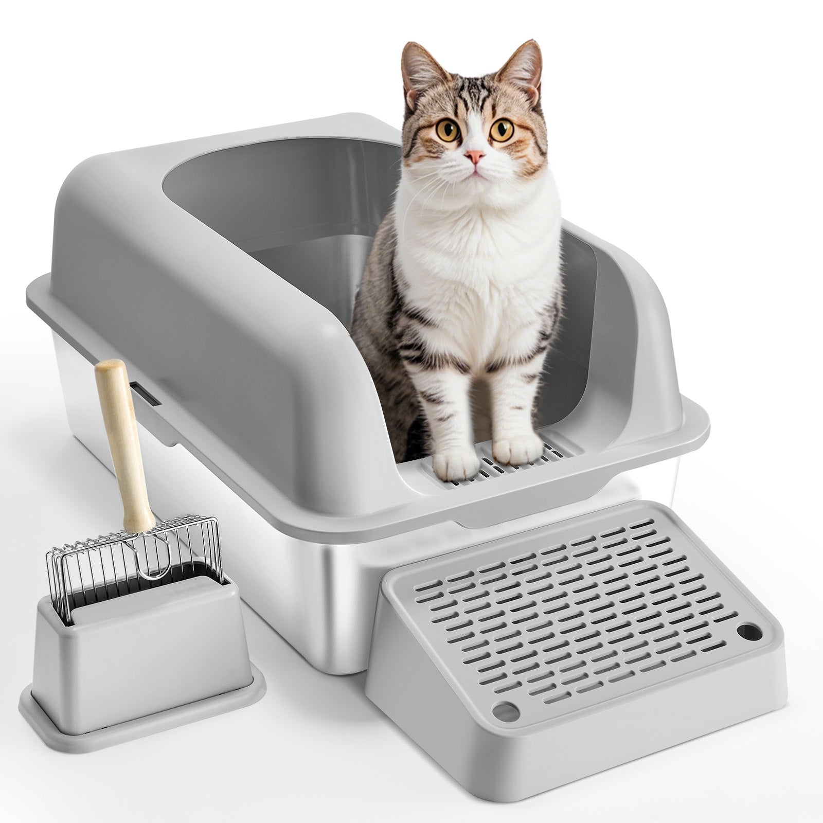 Stainless Steel Cat Litter Box - Coco & Harley - Pet Care > Cat Supplies > Cat Litter - V952-BKFSMSPBXGSLHVLT6V0