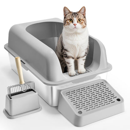 Stainless Steel Cat Litter Box - Coco & Harley - Pet Care > Cat Supplies > Cat Litter - V952-BKFSMSPBXGSLHVLT6V0
