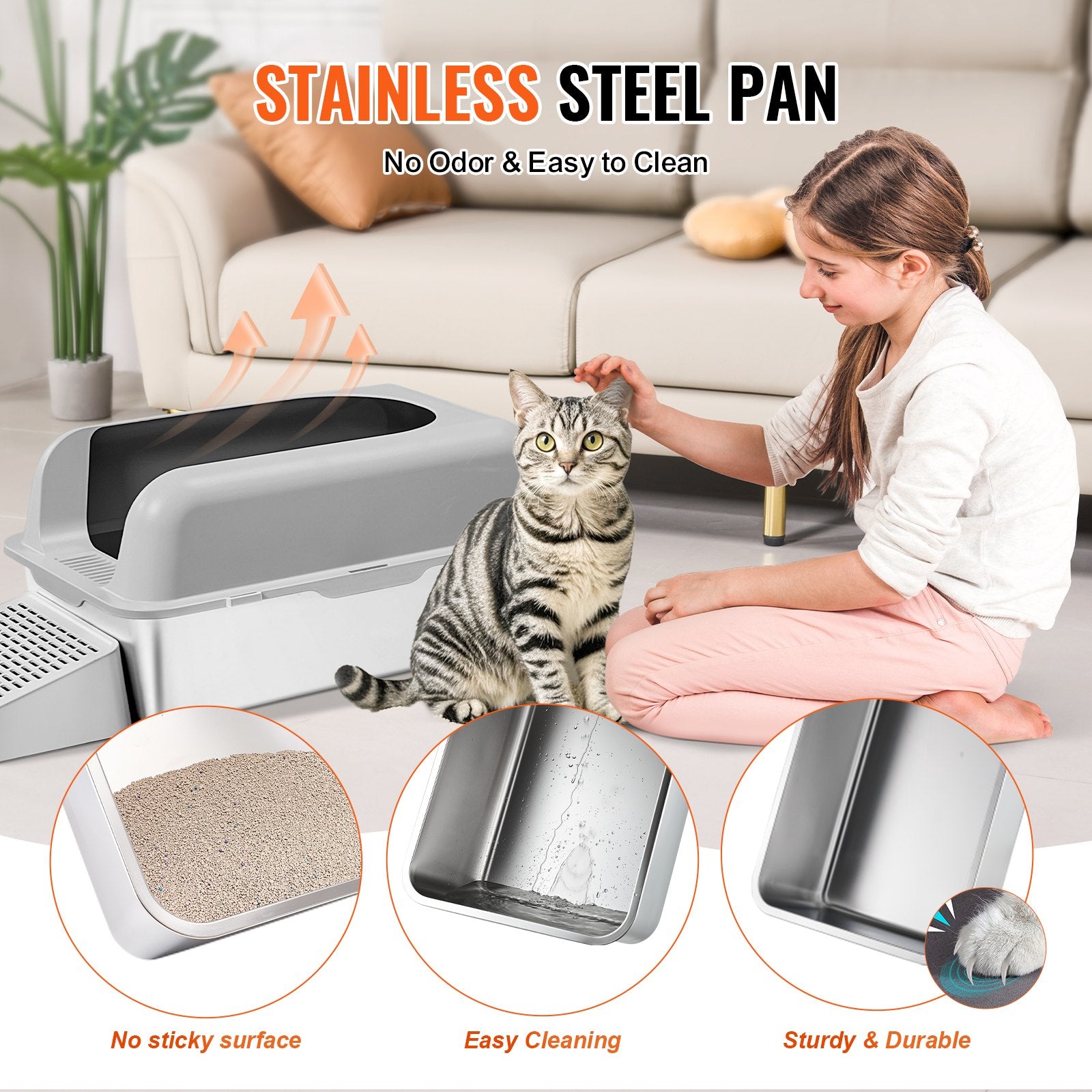 Stainless Steel Cat Litter Box - Coco & Harley - Pet Care > Cat Supplies > Cat Litter - V952-BKFSMSPBXGSLHVLT6V0