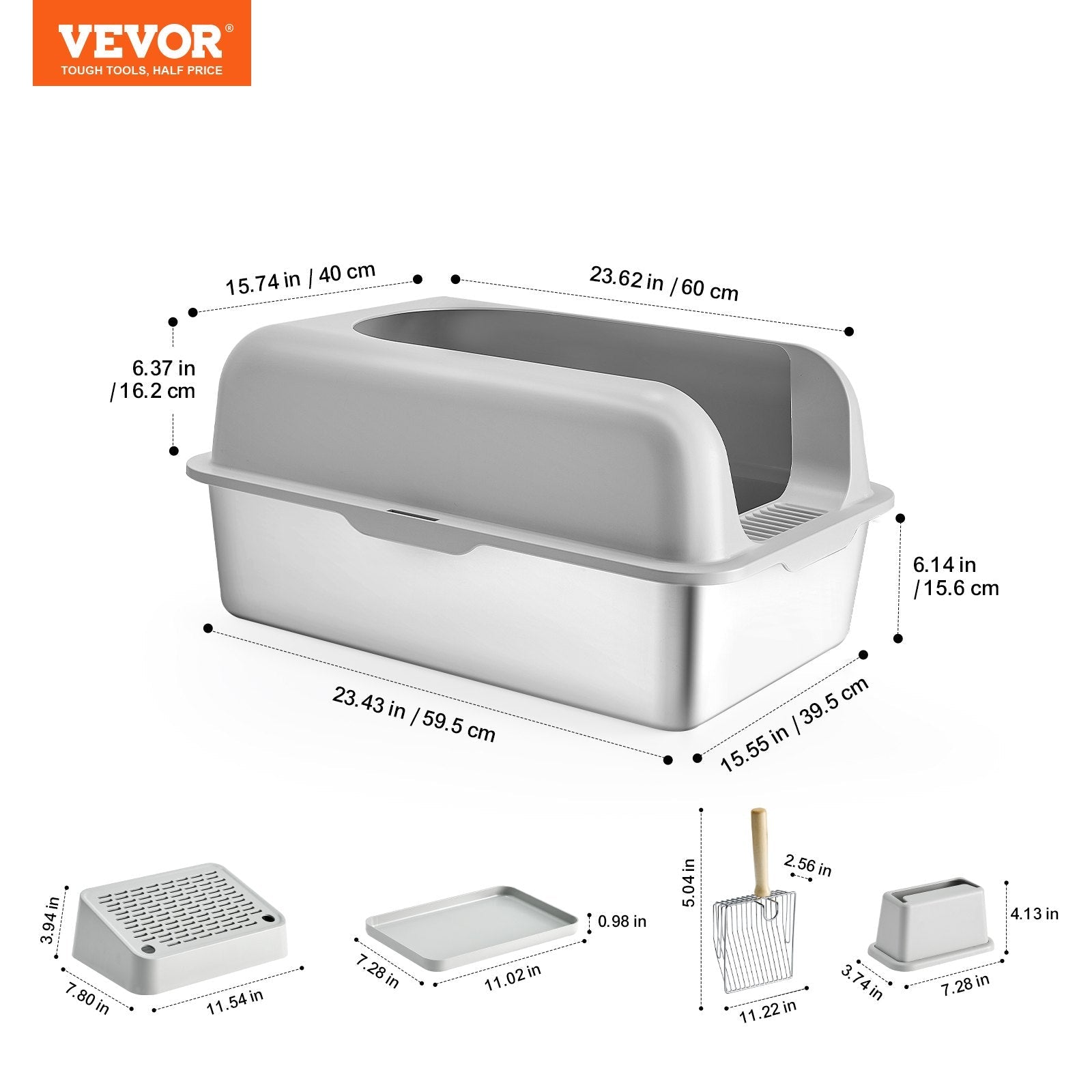 Stainless Steel Cat Litter Box - Coco & Harley - Pet Care > Cat Supplies > Cat Litter - V952-BKFSMSPBXGSLHVLT6V0