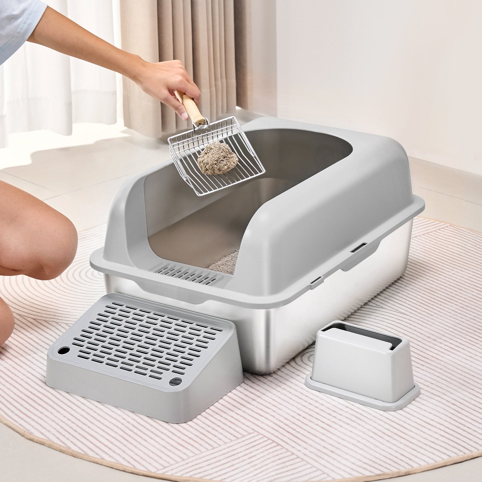 Stainless Steel Cat Litter Box - Coco & Harley - Pet Care > Cat Supplies > Cat Litter - V952-BKFSMSPBXGSLHVLT6V0