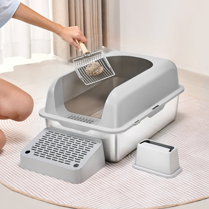 Stainless Steel Cat Litter Box - Coco & Harley - Pet Care > Cat Supplies > Cat Litter - V952-BKFSMSPBXGSLHVLT6V0