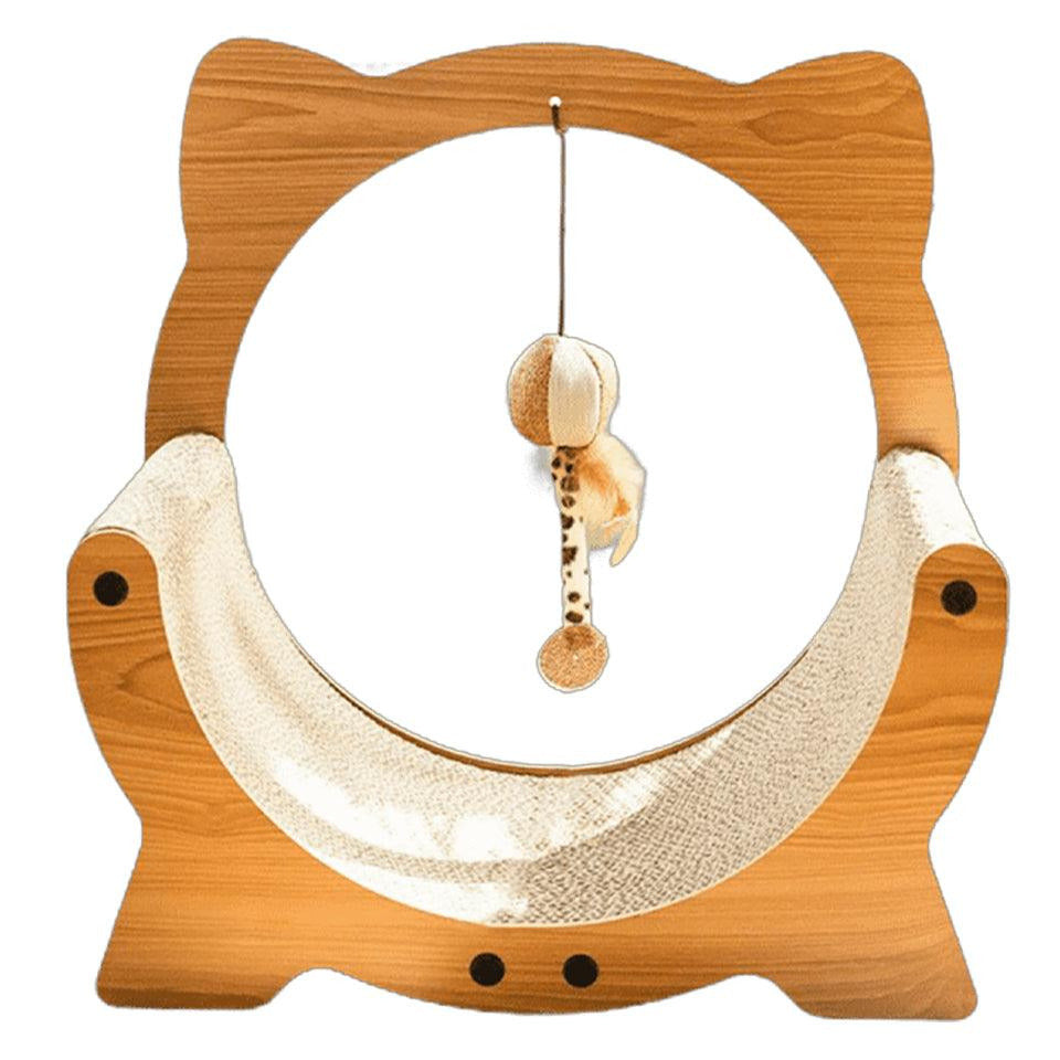 Wooden Cat Cradle & Scratch Board with Hanging Toy