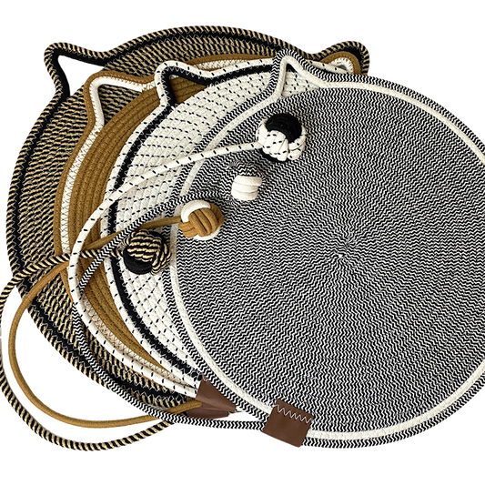 Durable Cat Scratching Mat with Attached Toy Ball
