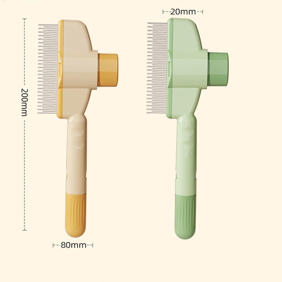 Two grooming brushes with measurements on a white background