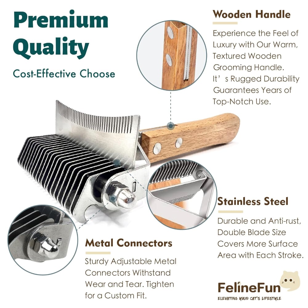 FelineFun Cat Brush for Dematting & Deshedding